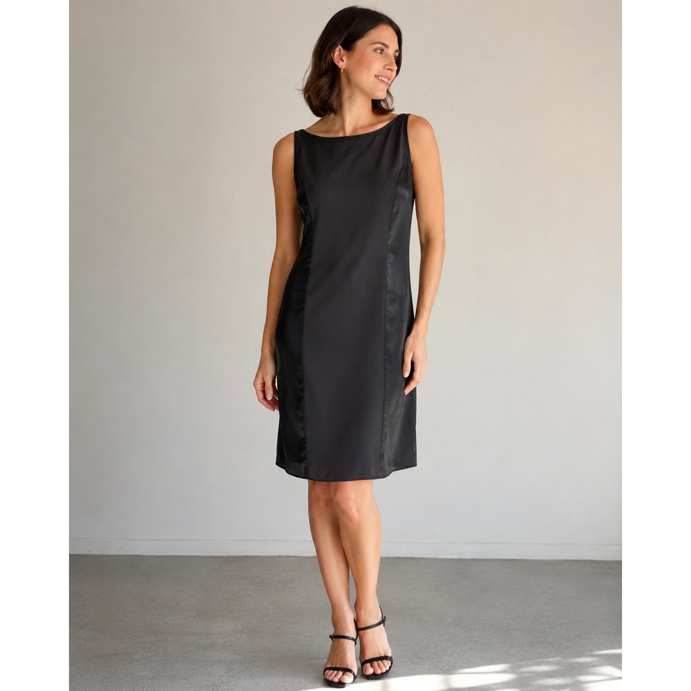 Jessica McClintock Gunne Sax Dress 11/12 Black 90s Minimalist Deadstock Party